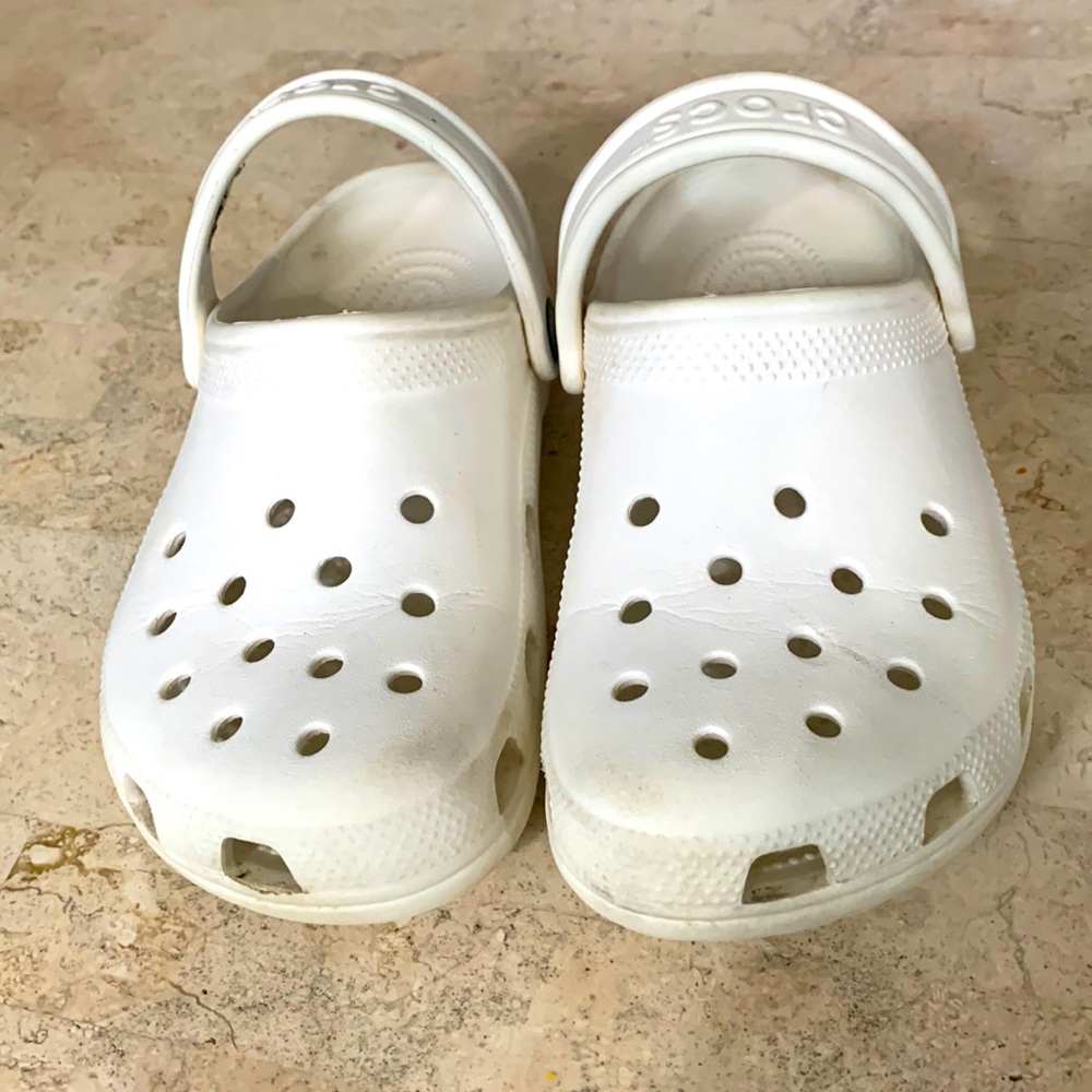 Girls Pre owned white crocs